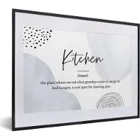 PosterMonkey Fotolijst incl. Poster - Spreuken - Quotes - Kitchen - Keuken definitie - Woordenboek - 40x30 cm - Posterlijst