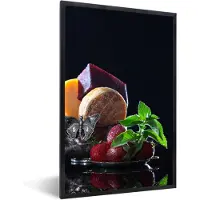 PosterMonkey Fotolijst incl. Poster - Rustiek - Fruit - Kaas - Tafel - Stilleven - 60x90 cm - Posterlijst - Kerstversiering - Kerstdecoratie voor binnen - Kerstmis