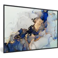 PosterMonkey Fotolijst incl. Poster - Marmer - Blauw - Goud - 30x20 cm - Posterlijst