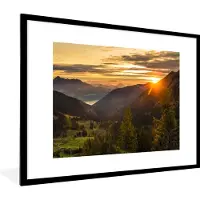 PosterMonkey Fotolijst incl. Poster - Alpen - Berg - Zon - 80x60 cm - Posterlijst