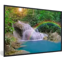 PosterMonkey Fotolijst incl. Poster - Regenboog - Zon - Waterval - Natuur - 120x80 cm - Posterlijst
