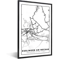 PosterMonkey Fotolijst incl. Poster - Esslingen am Neckar - Plattegrond - Stadskaart - Kaart - 60x90 cm - Posterlijst