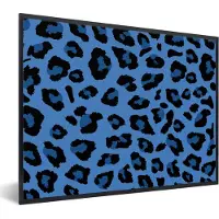 PosterMonkey Fotolijst incl. Poster - Dierenprint - Blauw - Panter - 80x60 cm - Posterlijst