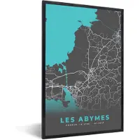 PosterMonkey Fotolijst incl. Poster - Les Abymes - Frankrijk - Plattegrond - Kaart - Stadskaart - 80x120 cm - Posterlijst
