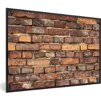 PosterMonkey Fotolijst incl. Poster - Baksteen - Muren - Rood - Bruin - 60x40 cm - Posterlijst