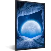 PosterMonkey Fotolijst incl. Poster - Grot - Maan - Ruimte - Heelal - Blauw - 80x120 cm - Posterlijst