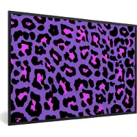 PosterMonkey Fotolijst incl. Poster - Panterprint - Paars - Roze - Neon - 30x20 cm - Posterlijst
