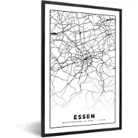 PosterMonkey Fotolijst incl. Poster - Plattegrond - Kaart - Essen - Stadskaart - 60x90 cm - Posterlijst