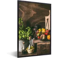 PosterMonkey Fotolijst incl. Poster - Groente - Kruiden - Rustiek - Stilleven - Basilicum - 20x30 cm - Posterlijst - Kerstversiering - Kerstdecoratie voor binnen - Kerstmis