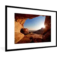 PosterMonkey Fotolijst incl. Poster - Grot - Woestijn - Zon - Landschap - 120x80 cm - Posterlijst