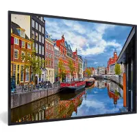PosterMonkey Fotolijst incl. Poster - Amsterdam - Grachten - Centrum - 60x40 cm - Posterlijst