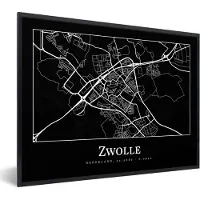 PosterMonkey Fotolijst incl. Poster - Stadskaart - Kaart - Zwolle - Plattegrond - 40x30 cm - Posterlijst