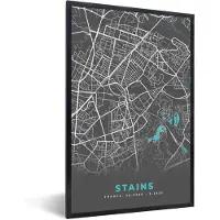PosterMonkey Fotolijst incl. Poster - Stains - Frankrijk - Stadskaart - Kaart - Plattegrond - 60x90 cm - Posterlijst