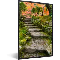 PosterMonkey Poster - Fotolijst - Japan - Stenen - Bomen - Mos - Tuin - Frame - 40x60 cm - Poster Japan - Poster in lijst - Poster met kader - Poster natuur - Wanddecoratie