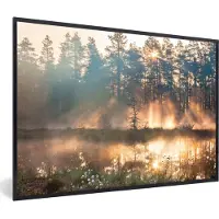 PosterMonkey Fotolijst incl. Poster - Meer - Zon - Boom - 60x40 cm - Posterlijst