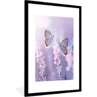 PosterMonkey Poster - Fotolijst - Vlinder - Lavendel - Bloemen - Zon - Insecten - Posterlijst - Kader - Poster frame - 60x90 cm - Foto met lijst - Poster dieren - Muurdecoratie