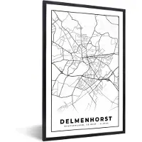 PosterMonkey Fotolijst incl. Poster - Plattegrond - Kaart - Delmenhorst - Stadskaart - 80x120 cm - Posterlijst