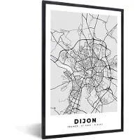 PosterMonkey Fotolijst incl. Poster - Plattegrond - Kaart - Stadskaart - Frankrijk - Dijon - 80x120 cm - Posterlijst