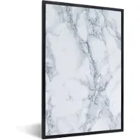 PosterMonkey Fotolijst incl. Poster - Marmer - Patroon - Gijs - Wit - Marmerlook - Luxe - 40x60 cm - Posterlijst