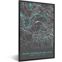 PosterMonkey Fotolijst incl. Poster - Saint-Germain-en-Laye - Stadskaart - Kaart - Plattegrond - Frankrijk - 20x30 cm - Posterlijst