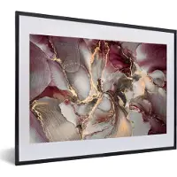 PosterMonkey Fotolijst incl. Poster - Goud - Marmer - Paars - 60x40 cm - Posterlijst