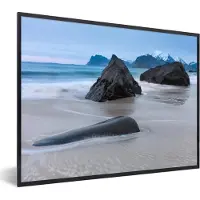 PosterMonkey Fotolijst incl. Poster - Strand - Steen - Zee - 40x30 cm - Posterlijst