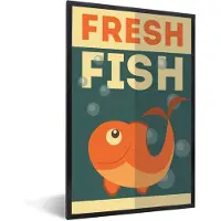 PosterMonkey Fotolijst incl. Poster - Illustratie van verse vis in de zee - 40x60 cm - Posterlijst