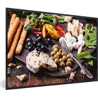 PosterMonkey Fotolijst incl. Poster - Eten - Kaas - Peper - 60x40 cm - Posterlijst