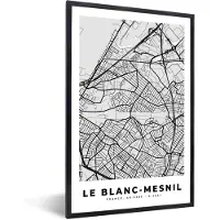 PosterMonkey Fotolijst incl. Poster - Kaart - Stadskaart - Frankrijk - Le Blanc-Mesnil - Plattegrond - 80x120 cm - Posterlijst
