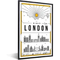 PosterMonkey Fotolijst incl. Poster - Stadsaanzicht London - wit - 40x60 cm - Posterlijst