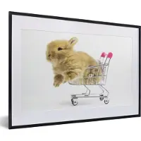 PosterMonkey Fotolijst incl. Poster - Konijn - Baby - Wit - 60x40 cm - Posterlijst
