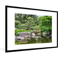 PosterMonkey - Poster - Fotolijst - Brug - Stenen - Water - Bomen - Japan - Kader - 90x60 cm - Poster frame - Woondecoratie - Poster Japan - Foto met lijst