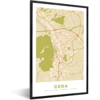 PosterMonkey Fotolijst incl. Poster - Plattegrond - Vintage - Gera - Kaart - Stadskaart - 20x30 cm - Posterlijst
