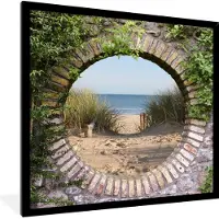 PosterMonkey Fotolijst incl. Poster - Doorkijk - Strand - Duin - Zomer - 40x40 cm - Posterlijst