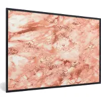 PosterMonkey Fotolijst incl. Poster - Marmer - Glitter - Rose goud - 120x80 cm - Posterlijst