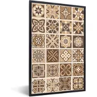 PosterMonkey Fotolijst incl. Poster - Design - Bloemen - Bruin - Natuur - Vintage - 20x30 cm - Posterlijst
