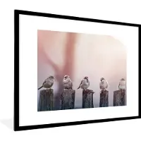 PosterMonkey - Poster - Fotolijst - Vogel - Mus - Paal - Lucht - 80x60 cm - Poster vogels - Foto in lijst - Poster natuur - Poster in lijst - Woonkamer - Kader