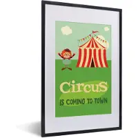 PosterMonkey Fotolijst incl. Poster - Circus is coming to town met een clown en een circustent - 40x60 cm - Posterlijst