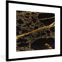 PosterMonkey Fotolijst incl. Poster - Marmer - Goud - Zwart - Glitters - 40x40 cm - Posterlijst
