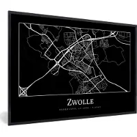 PosterMonkey Fotolijst incl. Poster - Stadskaart - Kaart - Zwolle - Plattegrond - 30x20 cm - Posterlijst