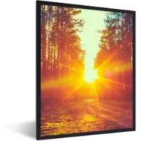 PosterMonkey Fotolijst incl. Poster - Zonsondergang - Bomen - Bos - Natuur - 60x80 cm - Posterlijst
