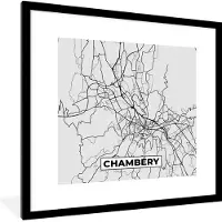PosterMonkey Fotolijst incl. Poster - Frankrijk - Chambéry - Stadskaart - Plattegrond - Kaart - 40x40 cm - Posterlijst