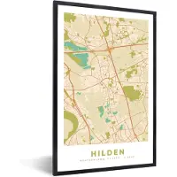 PosterMonkey Fotolijst incl. Poster - Hilden - Vintage - Kaart - Stadskaart - Plattegrond. - 20x30 cm - Posterlijst