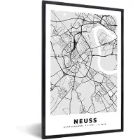 PosterMonkey Fotolijst incl. Poster - Plattegrond - Neuss - Kaart - Stadskaart - Duitsland - 80x120 cm - Posterlijst