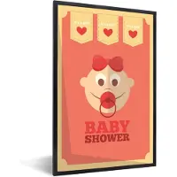 PosterMonkey Fotolijst incl. Poster - 'Baby shower, It's a girl' - Spreuken - Quotes - 60x90 cm - Posterlijst