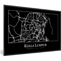 PosterMonkey Fotolijst incl. Poster - Stadskaart - Kuala Lumpur - Kaart - Plattegrond - 30x20 cm - Posterlijst