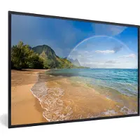 PosterMonkey Fotolijst incl. Poster - Een mooie regenboog bij Tunnels Beach op Hawaii - 60x40 cm - Posterlijst