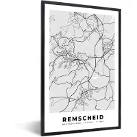 PosterMonkey Fotolijst incl. Poster - Kaart - Stadskaart - Duitsland - Remscheid - Plattegrond - 40x60 cm - Posterlijst