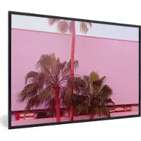 PosterMonkey Fotolijst incl. Poster - Palm - Tuinposter - Roze - 90x60 cm - Posterlijst