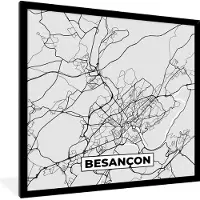 PosterMonkey Fotolijst incl. Poster - Frankrijk - Besançon - Stadskaart - Plattegrond - Kaart - 40x40 cm - Posterlijst